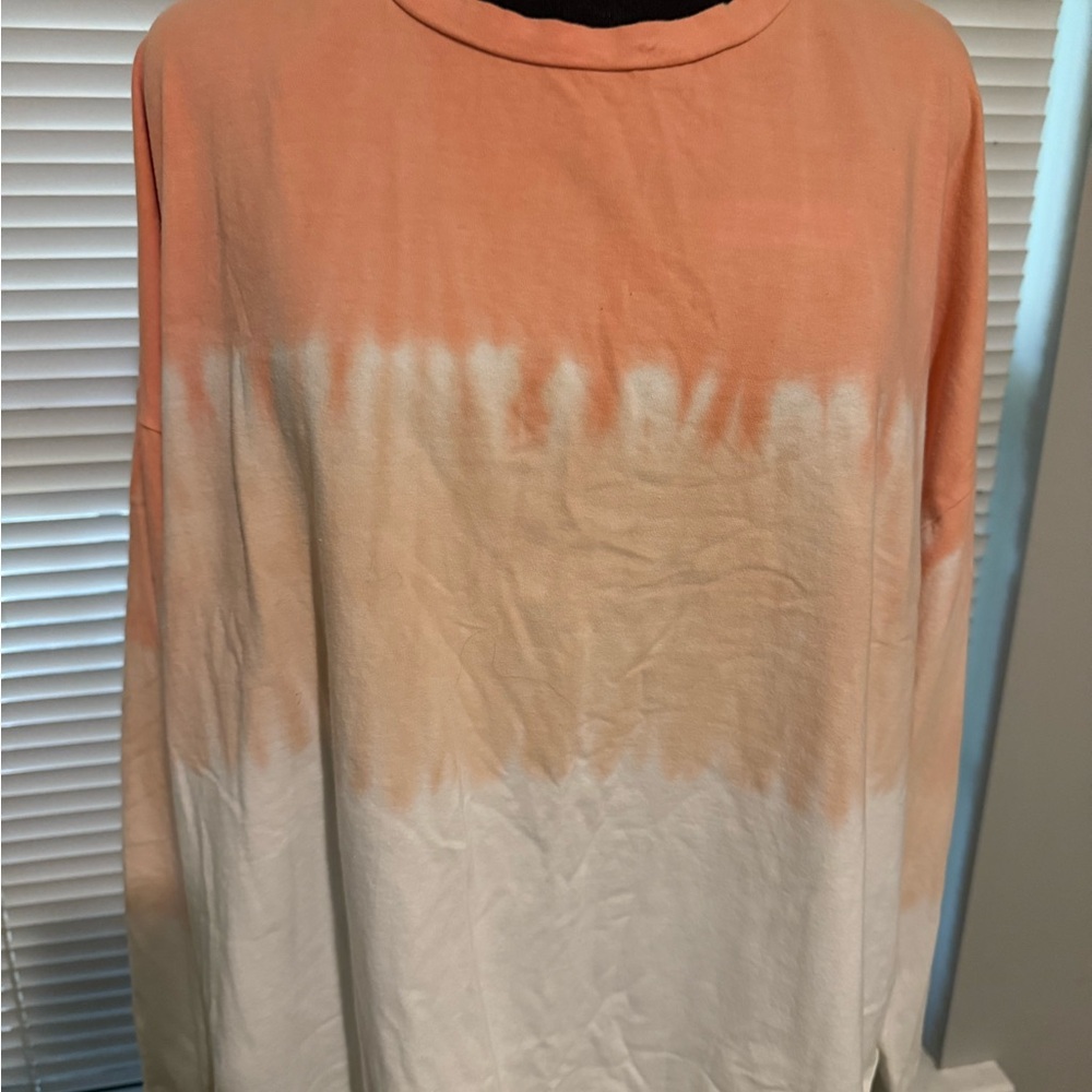 Orange and White Hombre Tie-Dye Long Sleeve Shirt